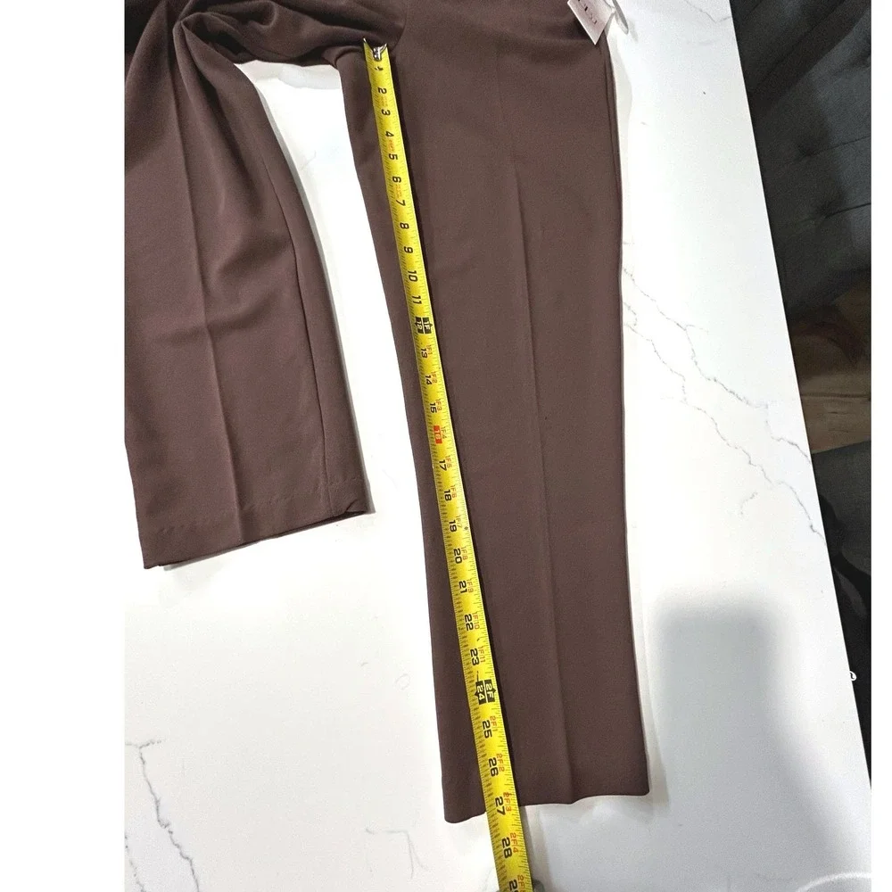 NEW BBJ Los Angeles Womens Mid Rise Trouser Pants Brown Tapered Medium Preppy